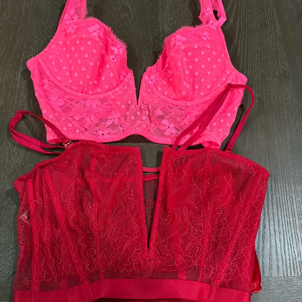 Victorias secret 32 C pink bra and small red bra
